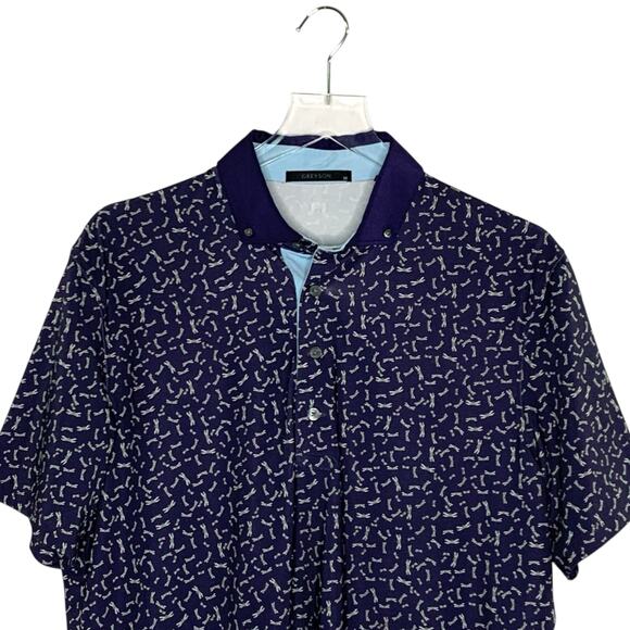 Greyson M Dragonfly Printed Polo Blue Performance Golf Sport Active - Picture 4 of 9